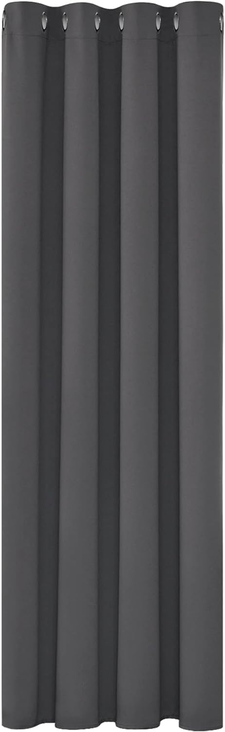 Deconovo Thermal Insulated Window Treatment Hand Made Grey Curtains Eyelet Blackout Curtain for door 52"x 84" Dark Grey 1 PANEL