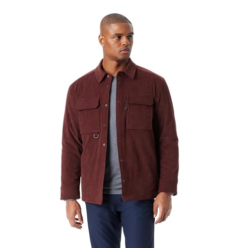 BASS OUTDOOR Men's Cordurory Snap Front Worker Shacket with 4 Usable Pockets Standard