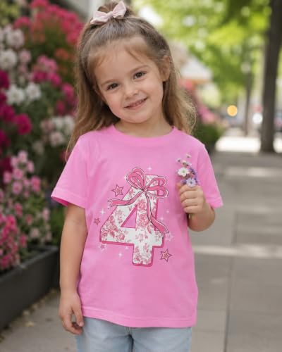 Image of Lovekider Girls Birthday T Shirts Cotton Short Sleeve T-Shirts Tee Party Clothing 3-6 Years