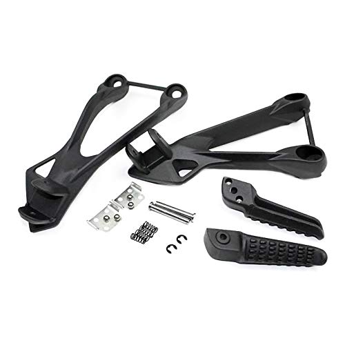 Reposapies Moto para Kawasaki ZX-6R 2005-2008 / ZX-636 ZX-6RR 2005-2006 Pedal De Pie De Pasajeros Trasero Pedales De Peg Pedalet Kit Motocicleta Negro/Plata (Color : Negro)