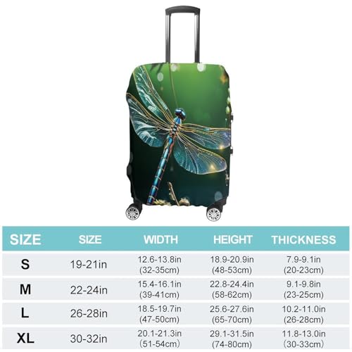 Travel Luggage Cover Dragonfly Green Elasticity Washable Baggage Covers Suitcase Protector Fits 18-32 Inch Luggage2