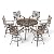 Sophia & William 7 Pieces Cast Aluminium Patio Bar Set for 6, Round Outdoor Bar Height Table and Swivel Bar Stools, Patio High Top Pub Set with Bar Counter Height Chairs and 2.2" Umbrella Hole