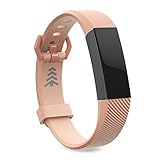 Teak - Adjustable Silicone Band Replacement for Fitbit Alta - Large, Blush Pink