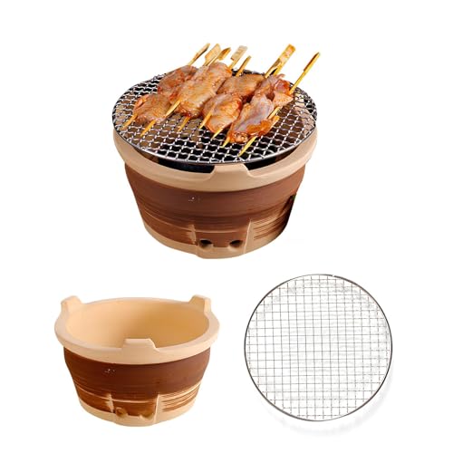 PQPQLI Parrilla De Carbón Pequeña para Acampar - Barbacoa De Carbón para Interiores Y Exteriores - Parrilla De Mesa para Barbacoa - Parrilla De Arcilla Portátil para Barbacoas Al Aire Libre(M)