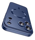 LEKEVO Magnetic for iPhone 17 Pro Case [Compatible with MagSafe][Built-in Camera Lens Protector] Slim Thin Soft Silicone Bumper Shockproof Metallic Luster Phone Case (Blue)