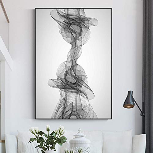 Art mural abstrait noir et blanc pour revitaliser un mur vide - 2