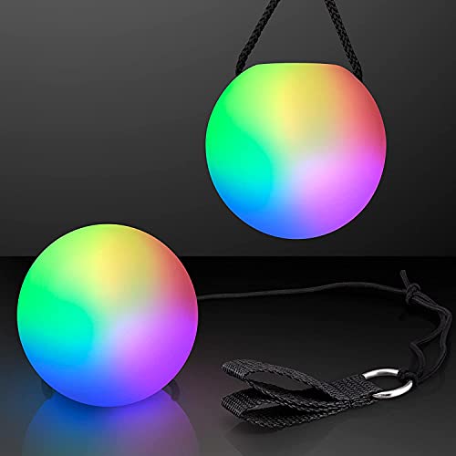 Kiboule Brinquedo De Rave De Luz Giratória Led Poi Ball (Conjunto De 2) Bolas Poi Que Mudam De Cor