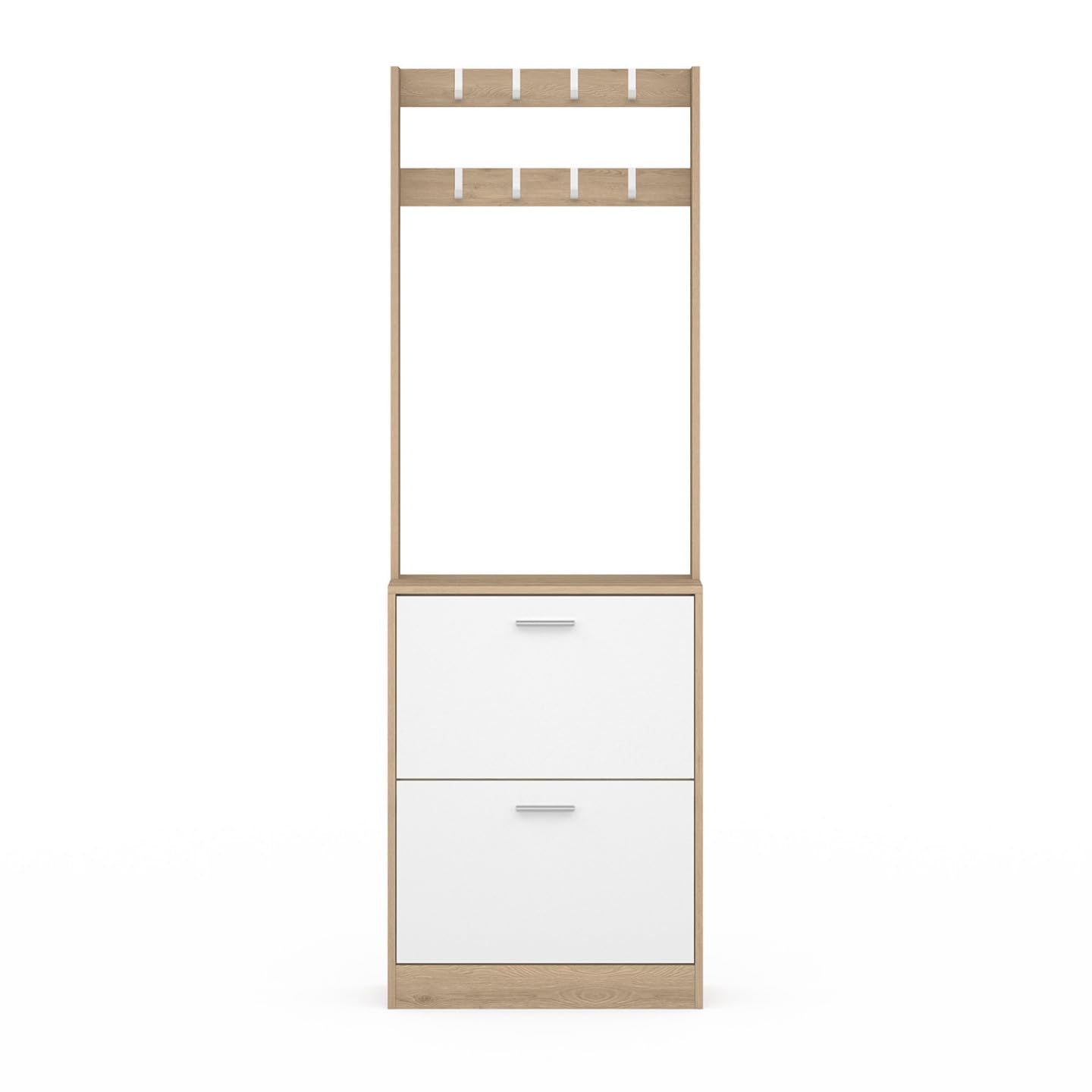 IDMarket - Eingangsgarderobe KLARK Schuhschrank 2 Türen Holz-Weiß-Effekt