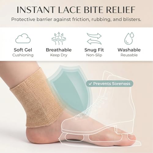 RHFGSFSS Figure Skating Gel Ankle Sleeve, 1 Pair Padded Ankle Guard for Ice Skating, Lace Bite Protection Support (2Pcs/Set)