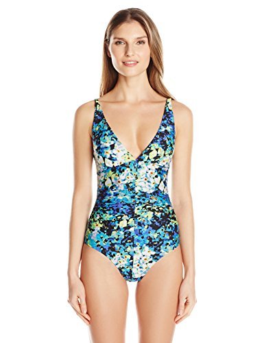 Calvin Klein Women's Shoulder One Piece Swimsuit, Vivid Purple Oleander, 14 #TOP7