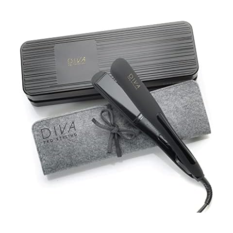 Diva Pro Styling Wide Digital Straightener and Styler with Macadamia Argan Oil Keratin Infused Ceramic Plates PRO218, Black, 1 Count Cover