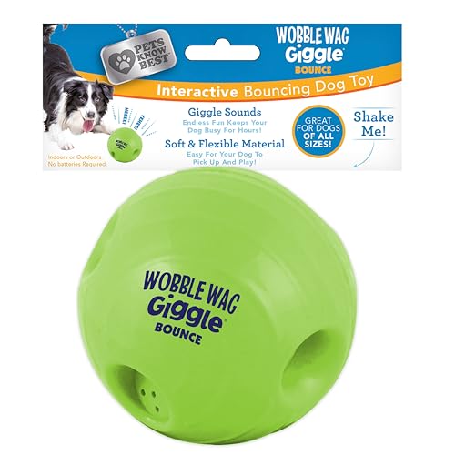 Image of Wobble Wag Giggle Bounce Interactive Dog Toy- Sound Making Bouncing Ball for Dogs Ages Indoor & Outdoor Play, Soft & Durable with Easy Grip Design- Pets Know Best