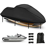 Jetski Covers Waterproof,Upgraded 420D Heavy Duty Jet Ski Personal Watercraft Cover,2 Air Vent Marine Grade UV Resistant for Seadoo,Kawasaki,Waverunner Polaris from 126