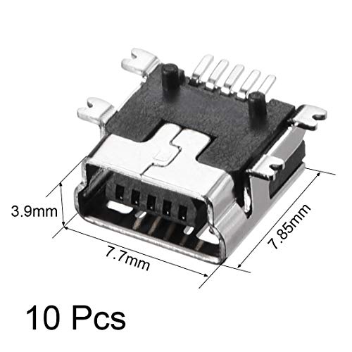 uxcell Mini USB PCB Connector Tipo B 5P Hembra SMT 10 Piezas miniatura 2