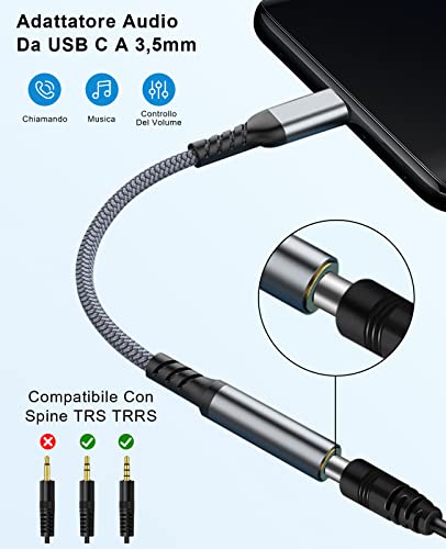 HORJOR Adattatore USB C Jack 3.5mm, Jack USB C per...