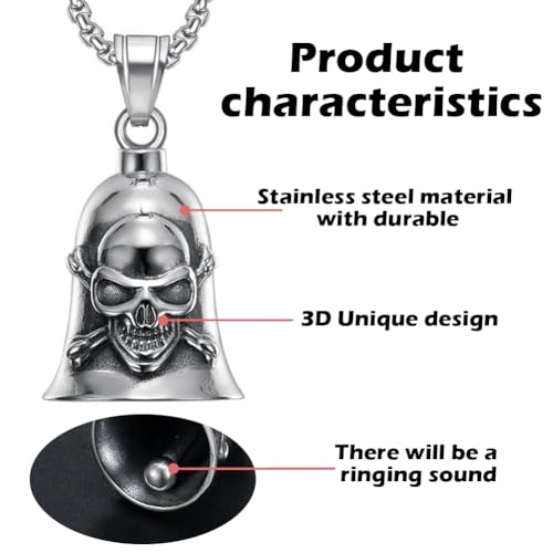 Jvuouxy Motorcycle Bell Guardian Angel Good Luck Keyring Safe Pendant Motorcycle Accessories for Men Women Riding Safety