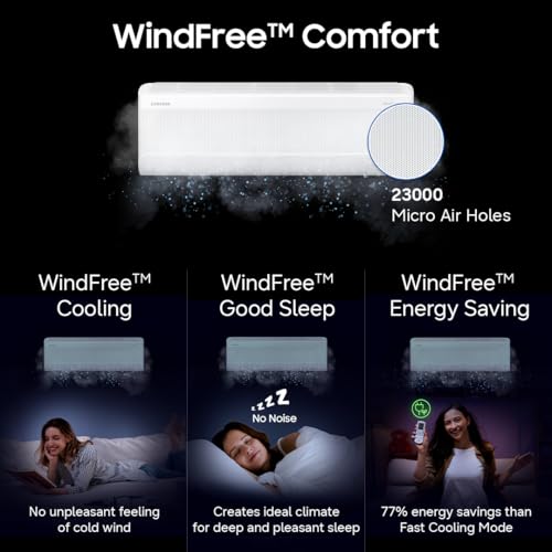 Image of Samsung 1.5 Ton 3 Star Bespoke AI WindFree Inverter Smart Split AC (2026 Model, WiFi, Energy Saving, Voice Control, Powerful Cooling, Digital Inverter, 4 Way swing, 5 Step Convertible, AR60H18D1LWNNA)