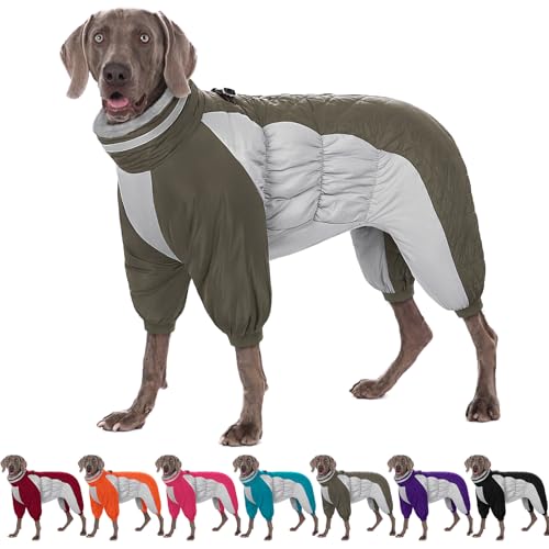 AOFITEE Winteroverall für Hunde - Wasserdichter Hundejacke Große Hunde mit Beinen, Winter Warmer Hundemantel mit Geschirr Gefütterter Hundeoverall, Wintermantel Hund für Deutscher Schäferhund