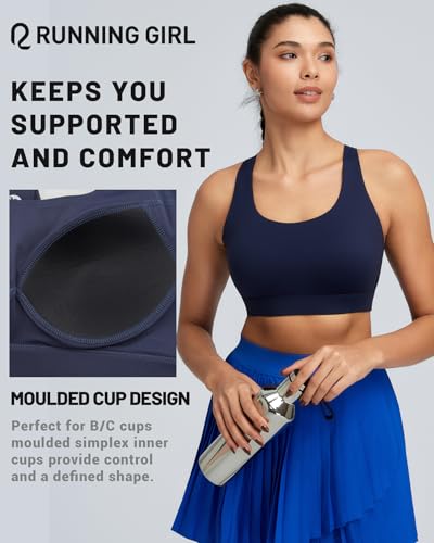 Image of RUNNING GIRL Sports Bra for Women High Support, Molded Cup High Impact Sports Bras with Sewn in Pads Workout Running Bra