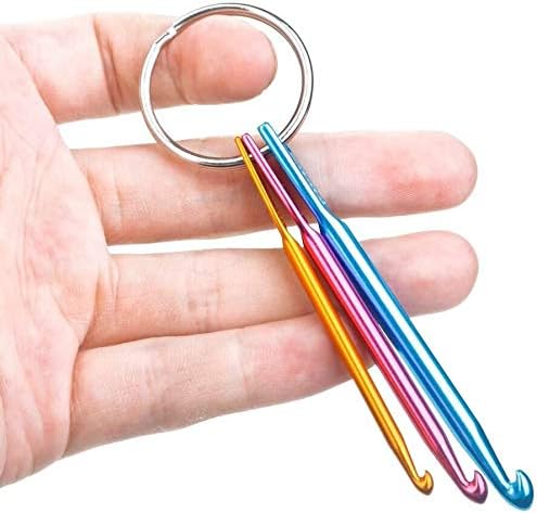 2 Sets 3/4/5mm Crochet Hook Keychain Mini Key Chain Aluminum Crochet Hooks Knitting Needle Tools