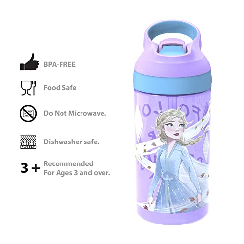 Image of Zak Designs Disney Frozen 2 Dinnerware 5 Piece Set Includes Plate, Bowl, Water Bottle, and Utensil Tableware, Non-BPA, Made of Durable Material and Perfect for Kids (Anna, Elsa, Olaf)