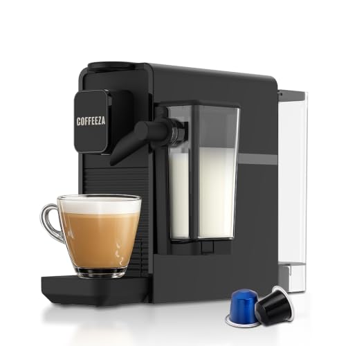 Image of COFFEEZA Lattisso Z Pod Coffee Machine | Cappuccino, Espresso & Lungo Maker | 20 Bar Italian Pump | Integrated Milk Frother | Compatible Nespresso Original Capsules