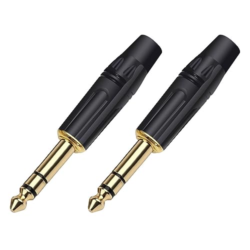 Fiche jack 6.35mm mâle stéréo connecteur audio à souder noir pour microphone et guitare 100 pièces