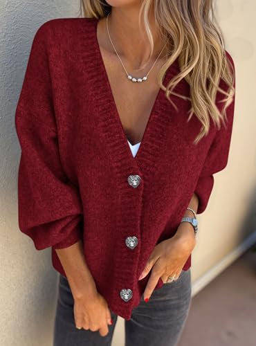 PRETTYGARDEN Cardigan Sweaters for Women Trendy Fall 2025 Long Sleeve Button Down Oversized Chunky Knit Sweater Outerwear