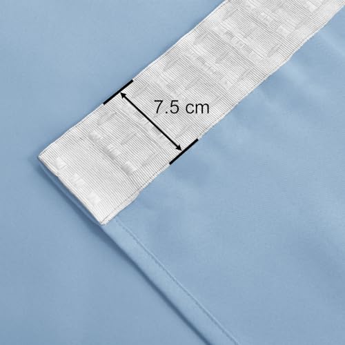 JIUZHEN Opaque Curtains Ruffle Tape Blackout Curtains Living Room Curtains Bedroom Thermal Curtain Light Blue H 228 x W 117 cm Set of 2 - Image 4