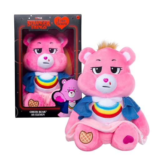 Basic Fun Care Bears x Stranger Things Cheer Bear as Eleven Plush, Limited Edition Collectible