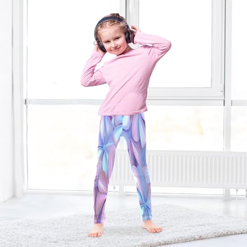 Bolaz Toddler Girls Leggings Printed Yoga Pants Leggings Light Purple Flower for Kids4