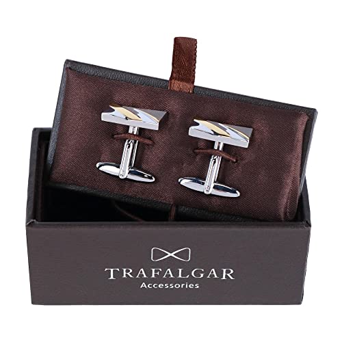 Trafalgar Men's Rhodium and Gold Detailed Cufflinks3
