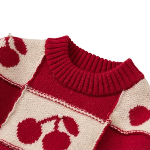 Girls' autumn long sleeved knitted sweater, children's sweater, cherry knitted jacket4