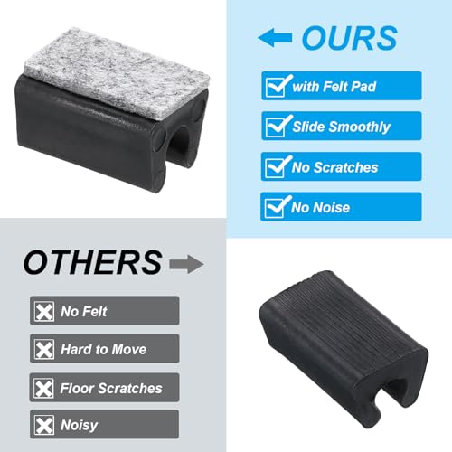 Cubierta de pata de silla rectangular PATIKIL de 8mm con fieltro negro, pack de 16 piezas 4