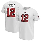 hochwertiger Aufdruck Fanatics NFL T-Shirt Tampa Bay Buccaneers Tom Brady #12 weiß Iconic Name & Number Trikot Jersey (3XL)