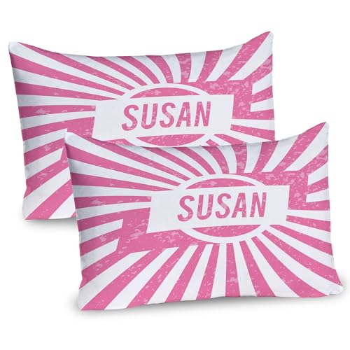 Ambesonne Susan Pillow Sham Set of 2, Female Name with Grunge Effect Birthday Girl Celebration Striped Backdrop, Quality Microfiber Bedding Item for All Seasons, 36
