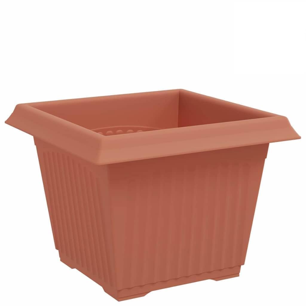 Vaso da fiori quadrato, 24 pezzi, rosso mattone, 23 x 23 x 17,5 cm