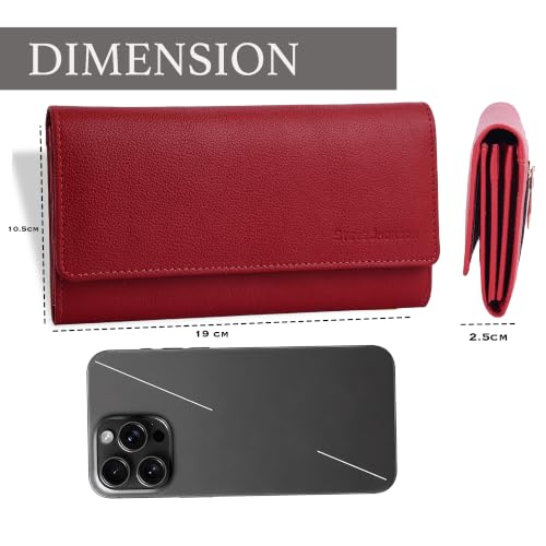 Image of Steve Jhonson Leather Wallet for Women - Mini Hand Purse with Card Holder - Women Stylish Clutch Purse - Cute Mini Ladies Wallet for Daily Use - Fancy Ladies Purse with Slim Design (Red)