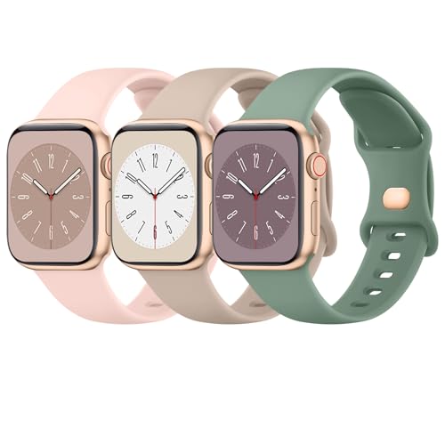 Image of Tobfit 3-Pack Strap Compatible with Apple Watch Series 10 /9 /8 /7 /6 /5 /4 /3 /2 /1 /SE 1 2 - 38mm /40mm /41mm /42mm /44mm /45mm /49mm Replacement Band for Men & Women (Smartwatch Not Included)