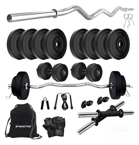 Amazon Brand - Symactive PVC 16 Kg Home Gym Set with Accessories ...