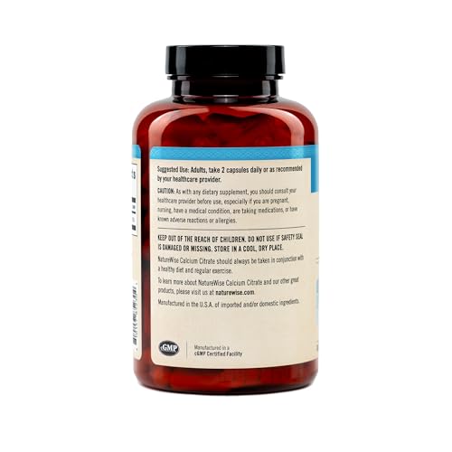 Image of NatureWise Calcium Citrate 300mg Capsules - Supplement for Bone Health - Easy to Digest & Well-Absorb - Vegan, Non-GMO, Gluten-Free - 180 Capsules[90-Day Supply]