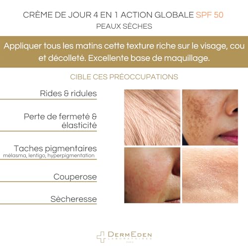 DermEden, Day cream 50 ml for dry skin SPF 50-4 actions in 1, Complete protection against the harmful effects of light - Image 3