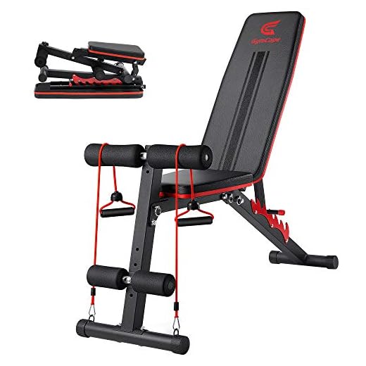 GymCope Foldable Weight Bench Folding Adjustable Workout Exercise Bench for Home Gym Fitness with 7 Positions for Full Body Strength Training, Incline and Decline