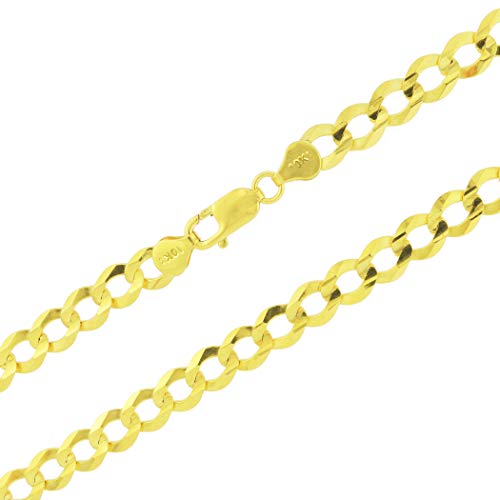 Nuragold 10k Yellow Gold 8mm Solid Cuban Curb Link Chain Necklace, Mens Jewelry Lobster Clasp 20