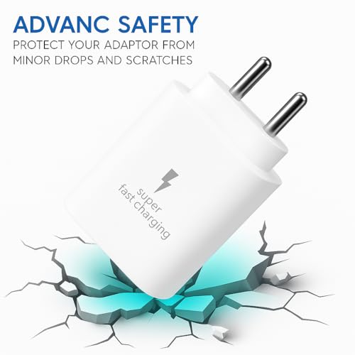Image of 25W Original Type-C Superfast Charger Adapter Compatible with Samsung-Galaxy S /A /M /F /Z Series | S23 /S22 /S21 /21 fe /S20 /M14 5G /M34 /M54 /M53 5g /M33 /M13 /A34 /A54 5G (White)