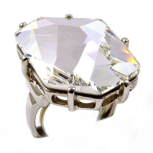 Kenneth Jay Lane Large Facet anello argento e