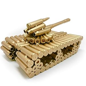 Pretties Bullet Shell Casing Shaped Army Tank Metal Sculpture, Military Gift for Men, Home Decor Collectible Vehicles, Artwork Model for Home, Office, Room Desktop Decorations (Heavy)
