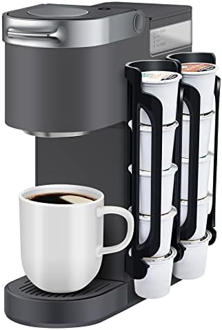 Kedofa K Cup Holder for Keurig- Coffee Pods Holder Side & Wall Mount Hanging- K-cups Pods Organizer, K-pod Storage Stands Rack- Save kitchen Space- Black (2 Rows/for 10 K Cups)