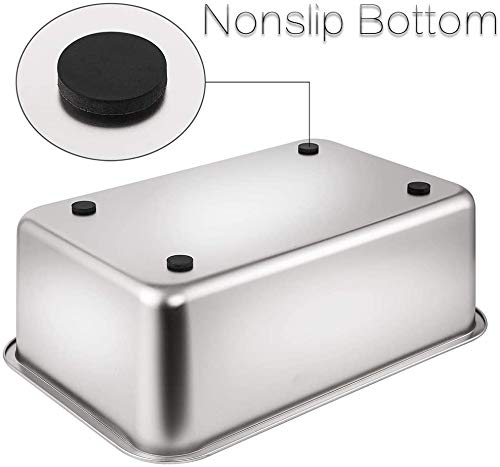 Yangbaga Stainless Steel Litter Box For Cat And Rabbit, Large Size With 8In High Sides And Non Slip Rubber Feet. Odor Control, Non Stick Smooth Surface, Easy To Clean, Never Bend (20'' X 14'' X 8'') #TOP2