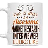 Awesome Market Research Interviewer Mug 11oz – This Is What an Awesome Market Research Interviewer Looks Like – 11oz White Ceramic Coffee Cup Gift for Work Office, Coworker, Birthday, Christmas